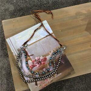 Layered Turquoise & Silver Beaded Necklace